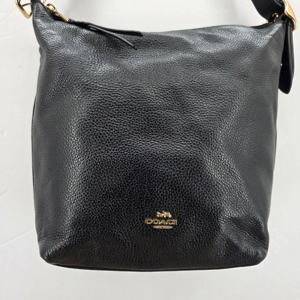 Coach Women's Val Duffle Leather Shoulder Bag C2818 - Black